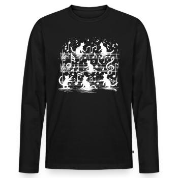 Chats et partition musicale. Musicisca compositeur - T-shirt manches longues Premium bio Homme - noir - Devant - Nico (187cm)