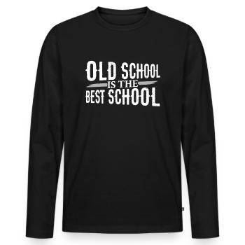 Old School is the Best School - Men's Premium Organic Long Sleeve Shirt - black - Front - Nico (187cm)