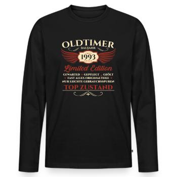 Oldtimer 30. Geburtstag Mann Mai Jahrgang 1993 - Männer Premium Bio Langarmshirt - Schwarz - Vorne - Nico (187cm)