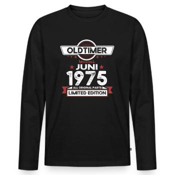 48. Geburtstag Mann Oldtimer Juni Jahrgang 1975 - Männer Premium Bio Langarmshirt - Schwarz - Vorne - Nico (187cm)