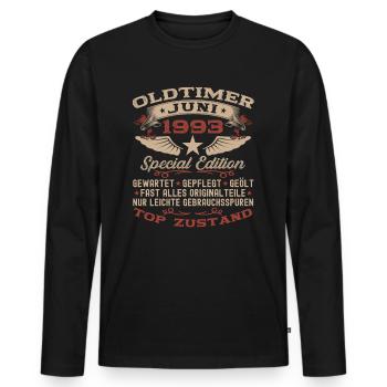 30. Geburtstag Mann Juni Jahrgang 1993 Oldtimer - Männer Premium Bio Langarmshirt - Schwarz - Vorne - Nico (187cm)