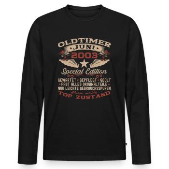 20. Geburtstag Mann Juni Jahrgang 2003 Oldtimer - Männer Premium Bio Langarmshirt - Schwarz - Vorne - Nico (187cm)