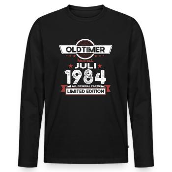 39th Birthday Man Oldtimer Juillet 1984 - T-shirt manches longues Premium bio Homme - noir - Devant - Nico (187cm)