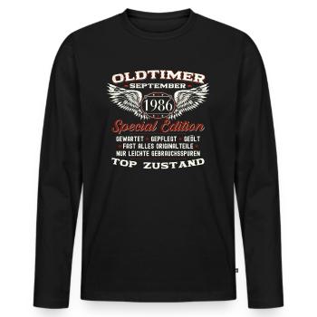 37ème anniversaire voiture classique septembre millésime 1986 - T-shirt manches longues Premium bio Homme - noir - Devant - Nico (187cm)