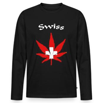 Swiss Schweiz - Männer Premium Bio Langarmshirt - Schwarz - Vorne - Nico (187cm)