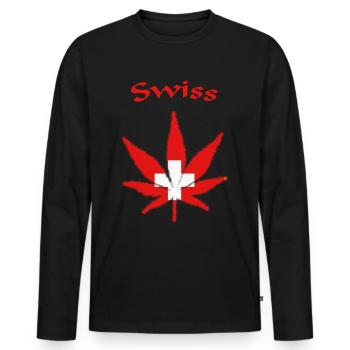 Swiss, Schweiz, Switzerland - Männer Premium Bio Langarmshirt - Schwarz - Vorne - Nico (187cm)