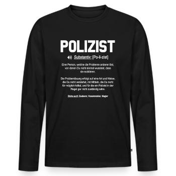 Polizist Definition - Männer Premium Bio Langarmshirt - Schwarz - Vorne - Nico (187cm)