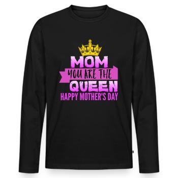Fête des Mères, Fête des Mères, Fête des Mères, Fête des Mères - T-shirt manches longues Premium bio Homme - noir - Devant - Nico (187cm)