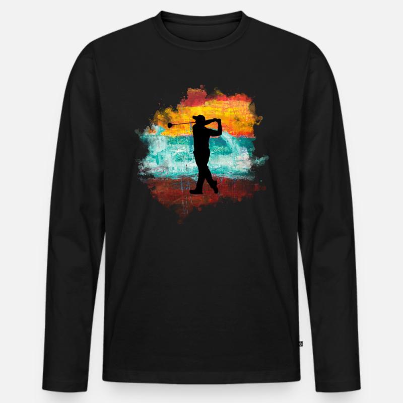 Golf - Männer Premium Bio Langarmshirt - Schwarz