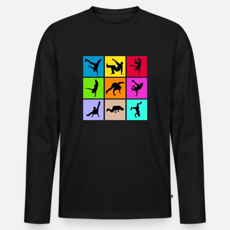 Breakdance - Männer Premium Bio Langarmshirt - Schwarz