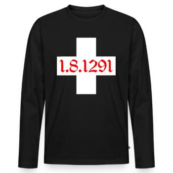 Schweiz T-shirt Geschenkidee - Männer Premium Bio Langarmshirt - Schwarz - Vorne - Nico (187cm)