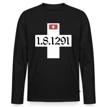 Schweiz T-shirt Geschenkidee - Männer Premium Bio Langarmshirt - Schwarz - Vorne - Nico (187cm)
