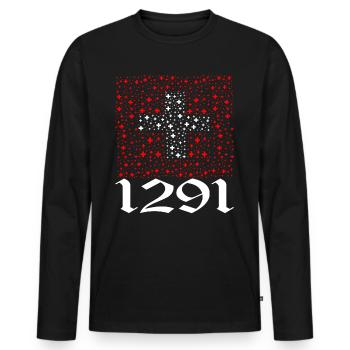 Schweiz T-shirt Geschenkidee - Männer Premium Bio Langarmshirt - Schwarz - Vorne - Nico (187cm)