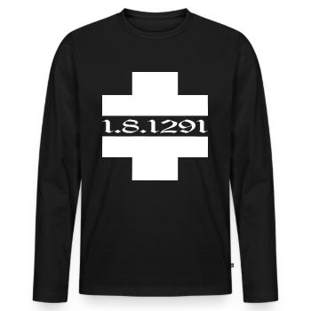 Schweiz T-shirt Geschenkidee - Männer Premium Bio Langarmshirt - Schwarz - Vorne - Nico (187cm)