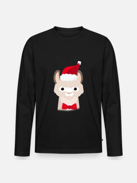 Lama de Noël laid - T-shirt manches longues Premium bio Homme - noir
