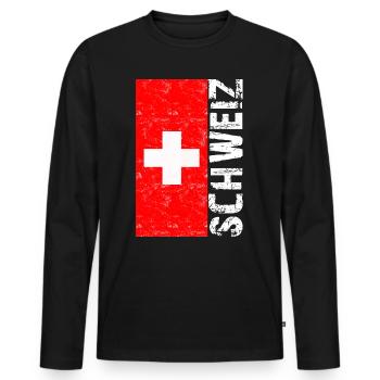 Schweiz T-shirt Geschenkidee - Männer Premium Bio Langarmshirt - Schwarz - Vorne - Nico (187cm)