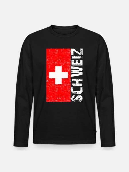 Schweiz T-shirt Geschenkidee - Männer Premium Bio Langarmshirt - Schwarz