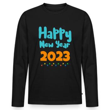 Bonne année, Bonne année, Bonne année - T-shirt manches longues Premium bio Homme - noir - Devant - Nico (187cm)