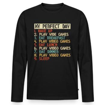 Gaming Retro Gift Idea - Men's Premium Organic Long Sleeve Shirt - black - Front - Nico (187cm)