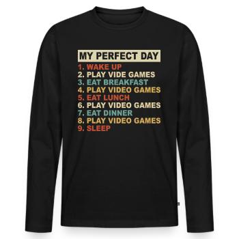 Gaming Retro Geschenkidee - Männer Premium Bio Langarmshirt - Schwarz - Vorne - Nico (187cm)