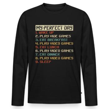 Idée cadeau rétro de jeu - T-shirt manches longues Premium bio Homme - noir - Devant - Nico (187cm)