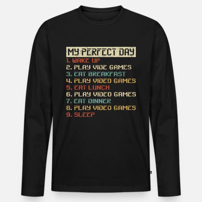 Gaming Retro Geschenkidee - Männer Premium Bio Langarmshirt - Schwarz