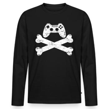 Idée cadeau rétro de jeu - T-shirt manches longues Premium bio Homme - noir - Devant - Nico (187cm)