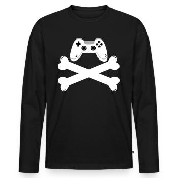 Gaming Retro Gift Idea - Men's Premium Organic Long Sleeve Shirt - black - Front - Nico (187cm)