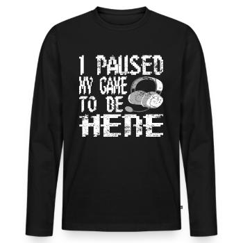 Gaming Retro Gift Idea - Men's Premium Organic Long Sleeve Shirt - black - Front - Nico (187cm)