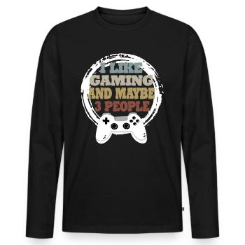 Gaming Retro Geschenkidee - Männer Premium Bio Langarmshirt - Schwarz - Vorne - Nico (187cm)