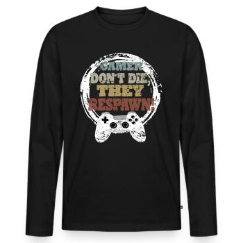 Gaming Retro Geschenkidee - Männer Premium Bio Langarmshirt - Schwarz - Vorne - Nico (187cm)
