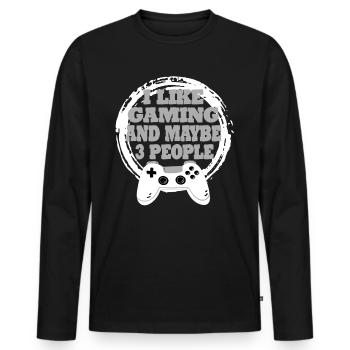 Gaming Retro Gift Idea - Men's Premium Organic Long Sleeve Shirt - black - Front - Nico (187cm)