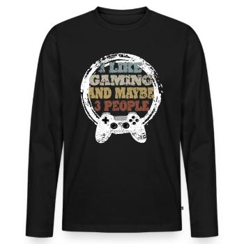 Gaming Retro Gift Idea - Men's Premium Organic Long Sleeve Shirt - black - Front - Nico (187cm)