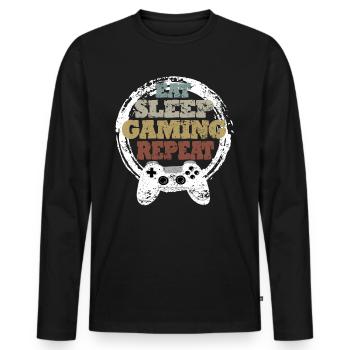 Gaming Retro Gift Idea - Men's Premium Organic Long Sleeve Shirt - black - Front - Nico (187cm)