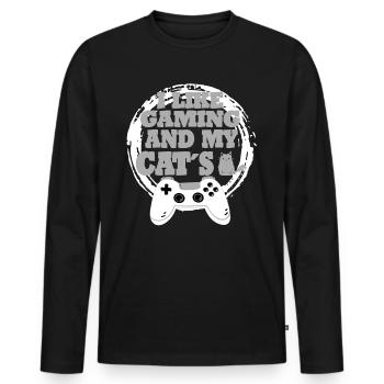 Gaming Cat Gift Idea - Men's Premium Organic Long Sleeve Shirt - black - Front - Nico (187cm)