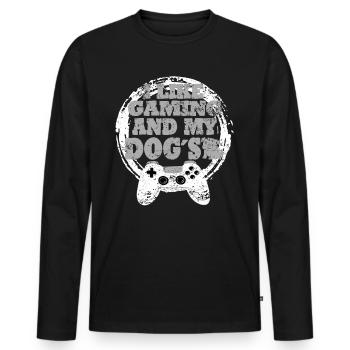 Gaming Hunde Geschenkidee - Männer Premium Bio Langarmshirt - Schwarz - Vorne - Nico (187cm)