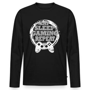 Gaming Retro Gift Idea - Men's Premium Organic Long Sleeve Shirt - black - Front - Nico (187cm)