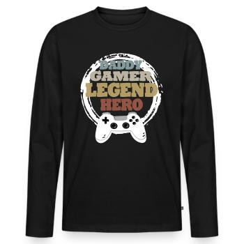 Daddy Gaming Retro Gift Idea - Men's Premium Organic Long Sleeve Shirt - black - Front - Nico (187cm)