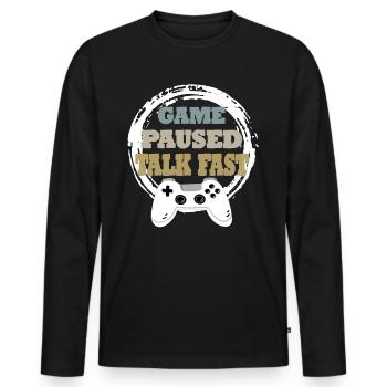 Gaming Retro Gift Idea - Men's Premium Organic Long Sleeve Shirt - black - Front - Nico (187cm)