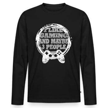 Gaming Retro Geschenkidee - Männer Premium Bio Langarmshirt - Schwarz - Vorne - Nico (187cm)