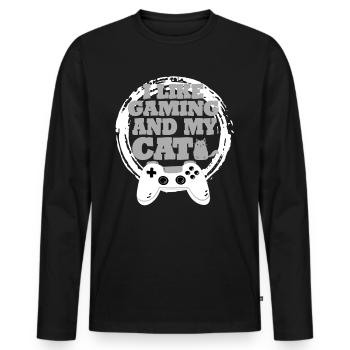 Gaming Cat Gift Idea - Men's Premium Organic Long Sleeve Shirt - black - Front - Nico (187cm)