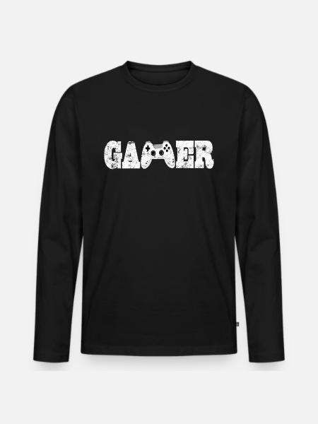 Gaming Retro Geschenkidee - Männer Premium Bio Langarmshirt - Schwarz