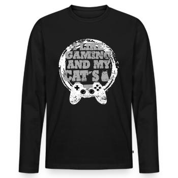 Idée cadeau de chat de jeu - T-shirt manches longues Premium bio Homme - noir - Devant - Nico (187cm)