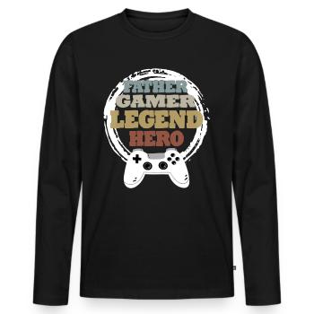 Daddy Gaming Retro Gift Idea - Men's Premium Organic Long Sleeve Shirt - black - Front - Nico (187cm)