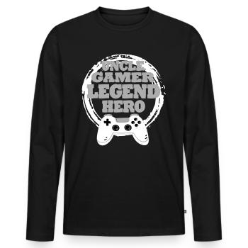 Uncle Gaming Retro Gift Idea - Men's Premium Organic Long Sleeve Shirt - black - Front - Nico (187cm)