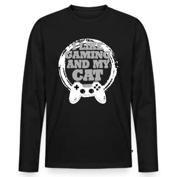 Gaming Cat Gift Idea - Men's Premium Organic Long Sleeve Shirt - black - Front - Nico (187cm)