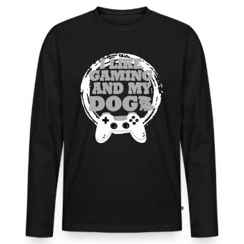Idée cadeau de chien de jeu - T-shirt manches longues Premium bio Homme - noir - Devant - Nico (187cm)