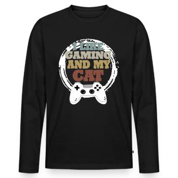 Idée cadeau de chat de jeu - T-shirt manches longues Premium bio Homme - noir - Devant - Nico (187cm)