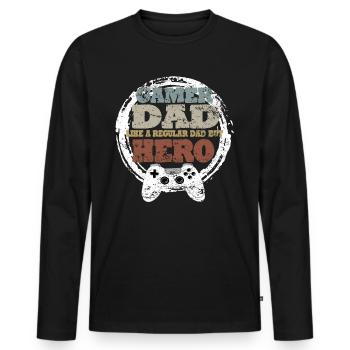 Daddy Gaming Retro Geschenkidee - Männer Premium Bio Langarmshirt - Schwarz - Vorne - Nico (187cm)