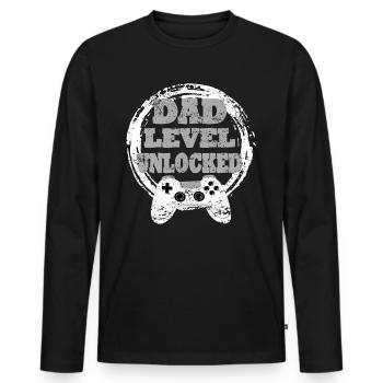 Daddy Gaming Retro Gift Idea - Men's Premium Organic Long Sleeve Shirt - black - Front - Nico (187cm)